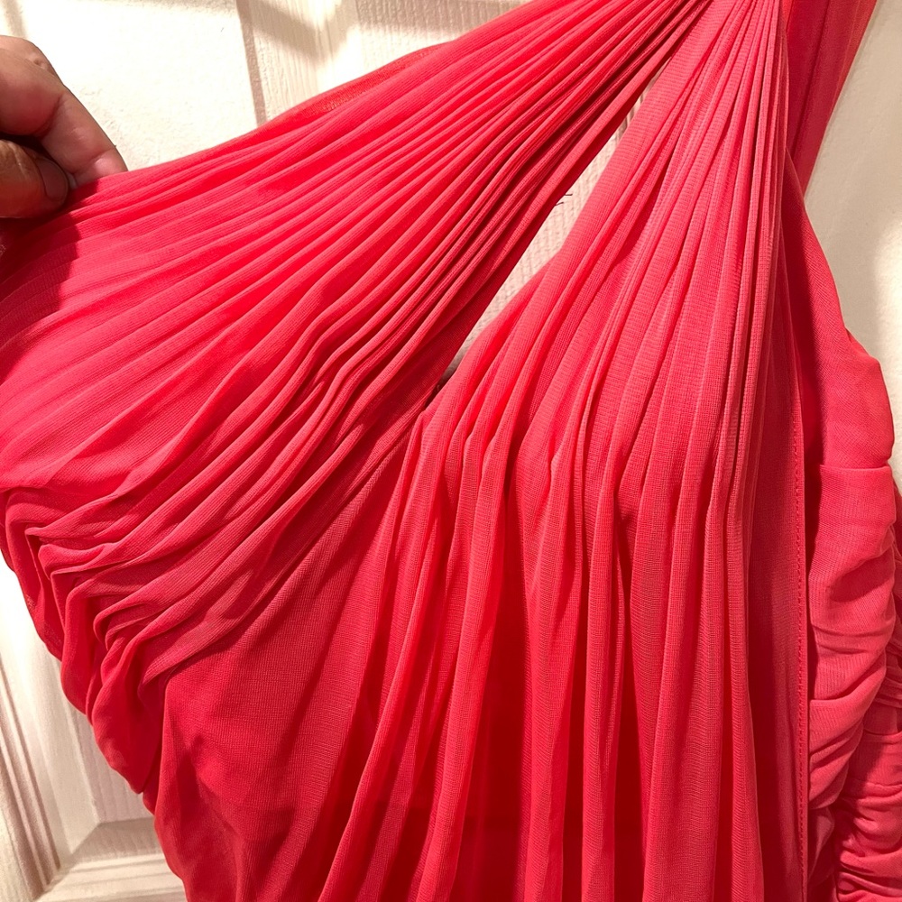 Adrianna Papell one shoulder peachy pink dress size 14 - Picture 5 of 7